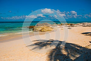 Exotic Paradise. Tropical Resort. Caribbean sea Jetty near Cancun. Mexico beach tropical in Caribbean