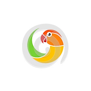 Exotic parrot. Lovebird. Logo
