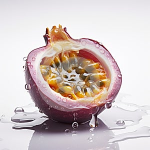 Exotic Passion Fruit: A Stunning 8k Detailed Photography On White Background