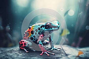 Exotic poisonous animal frog from tropical Amazon rain forest. Neural network AI generated