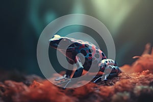 Exotic poisonous animal frog from tropical Amazon rain forest. Neural network AI generated