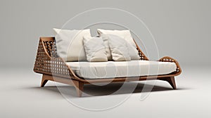 Exotic Rattan Sun Lounger With Cushions 3d Model In Vray