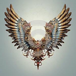 Exotic Realism: 3d Illustration Of Cherubim Wings In The Style Of Matthias Haker