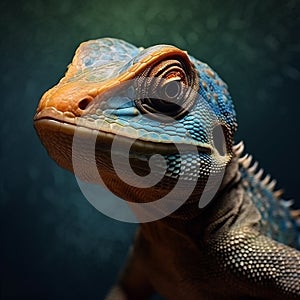 Exotic Realism: Blue Lizard With Bright Blue Eyes