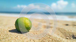 Exotic Realism: Uhd Image Of Lime On Sandy Beach