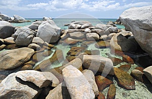 Exotic rocky beach at belitung indonesia