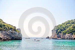 Exotic sea view. Paleokastritsa bay on Corfu island, Greece