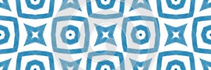 Exotic seamless border. Blue symmetrical