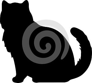 Exotic Shorthair Cat Black Silhouette Generative Ai