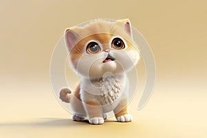 an Exotic Shorthair cat in front of a pastel background. 3D render illustration. Generative ai
