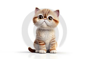 an Exotic Shorthair cat in front of a white background. 3D render illustration. Generative ai