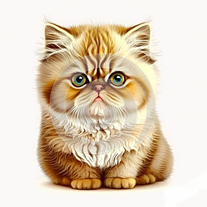 Exotic Shorthair cat portrait realistic colorful yellow, green eyes.