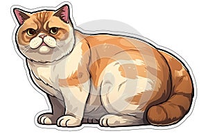 Exotic Shorthair Cat Sticker On Isolated Tansparent Background, Png, Logo. Generative AI