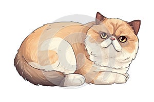 Exotic Shorthair Cat Sticker On Isolated Tansparent Background, Png, Logo. Generative AI