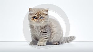 Exotic Shorthair Cat on White Background AI Generated