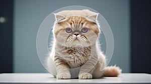 Exotic Shorthair Cat on White Background AI Generated