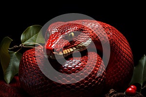 Exotic Snake paradise red apple. Generate Ai