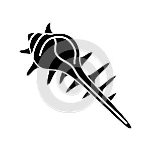 Exotic spiked sea shell black glyph icon
