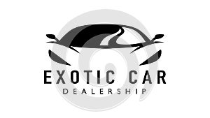 Exotic supercar logo design with concept sports vehicle icon silhouette