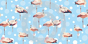 Exotic tropical flamingo wildlife vector pattern
