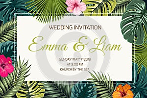 Exotic tropical jungle wedding event invitation