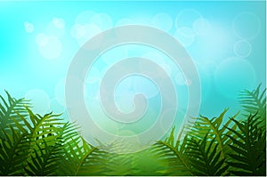 Exotic tropical leaf and frower border background in greeting te