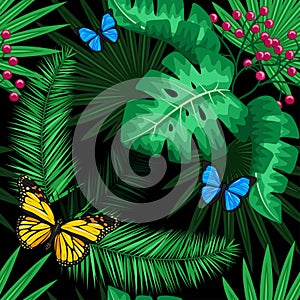 Exotic tropical nature environment repeating pattern background.