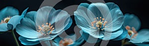 Exotic Turquoise Flowers in Surreal Macro Isolation for Greeting Cards on Special Occasions like Anniversaries, Weddings, and