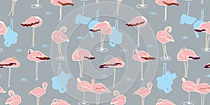 Exotic wildlife flamingo lagoon pattern.