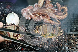 Exotically seafood barbecue in Vietnam