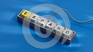 expand word, text written on Computer keyboard keys.