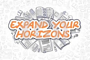 Expand Your Horizons - Doodle Orange Word. Business Concept. photo