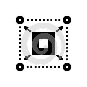Black solid icon for Expandable, expander and disseminate photo