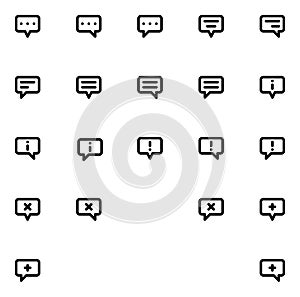 Simple and Clear Communication Message Line Icon Pack