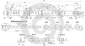 Expanded shaft sketch with partitioning keyways