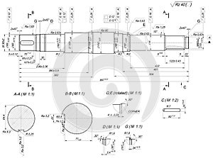 Expanded shaft sketch with rotated bar graph