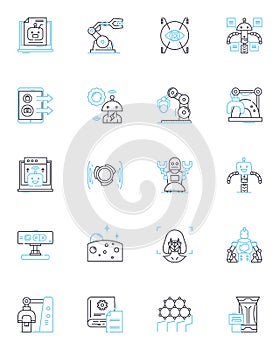 Expanse linear icons set. Space, Sci-fi, Belter, Rocinante, Protomolecule, Ganymede, Tycho line vector and concept signs photo