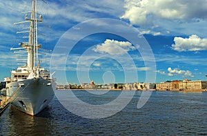 Expanse of the river Malaya Neva in St. Petersburg