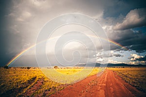 The expanses of Africa. raining down over the savannah of Kenya