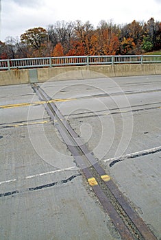 Expansion joint on bridge, Fall colors