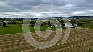 Expansive Aerial View of Farmstead and Patchwork Fields