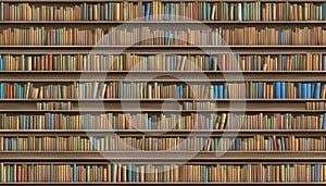 Expansive Bookshelf Filled with Various Books