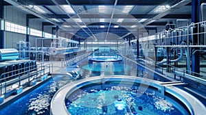 Expansive Indoor Swimming Pool With Blue Water