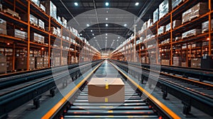 Modern Warehouse Showcasing Advanced Automation in Logistics and Distribution Processes Generative AI photo