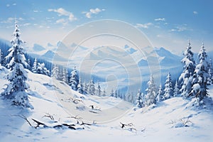 Expansive Snowfield blue sky landscape. Generate Ai