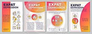 Expat depression red brochure template