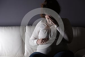 Expectant Mom Experiencing a Tough Painful Contraction