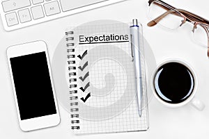 Expectation word on notebook