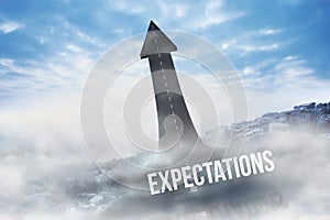Expectations against road turning into arrow