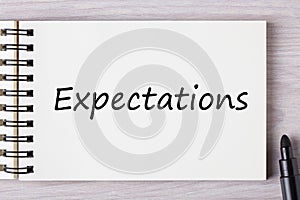 Expectations written on notebook